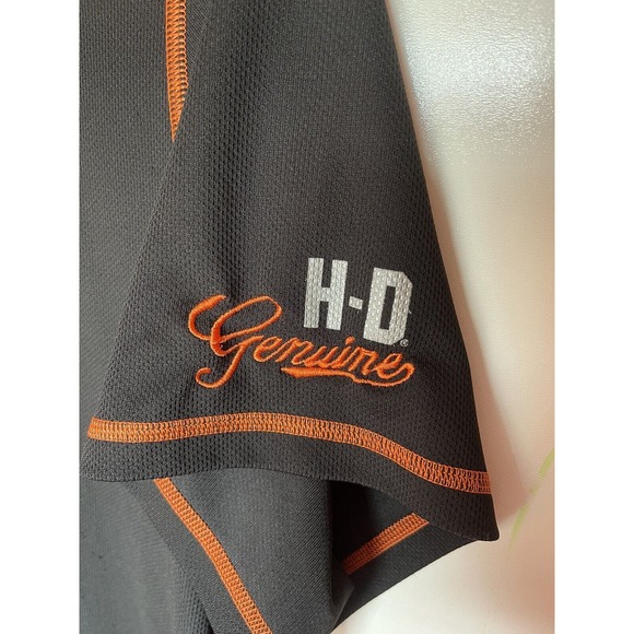 Harley Davidson XL Short Sleeve Women's Baseball Style Jersey Black Orange VA - Picture 5 of 14